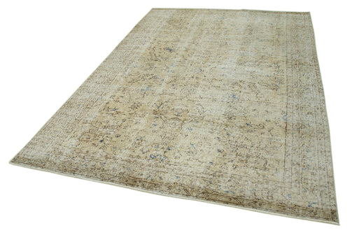 Vintage Beige Vintage Cotton Wool Handmade Area Rug 6'8'' x 9'2''