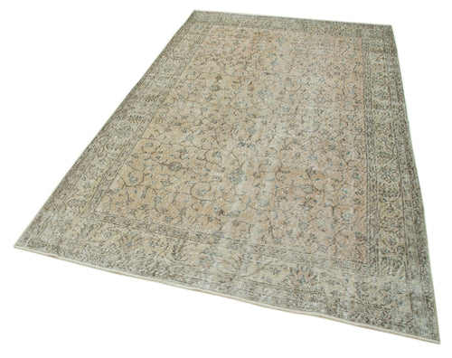 Vintage Beige Vintage Cotton Wool Handmade Area Rug 5'3'' x 8'6''
