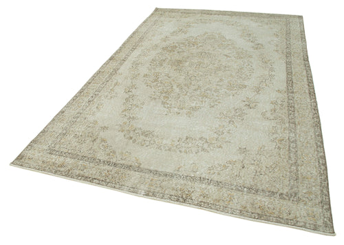 Vintage Beige Vintage Cotton Wool Handmade Area Rug 6'2'' x 10'1''