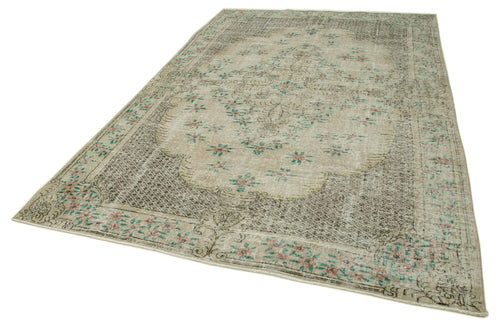 Vintage Beige Vintage Cotton Wool Handmade Area Rug 6'10'' x 10'6''