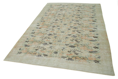 Vintage Beige Vintage Cotton Wool Handmade Area Rug 6'3'' x 9'11''
