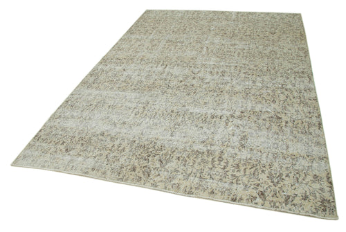 Vintage Beige Vintage Cotton Wool Handmade Area Rug 6'7'' x 9'4''