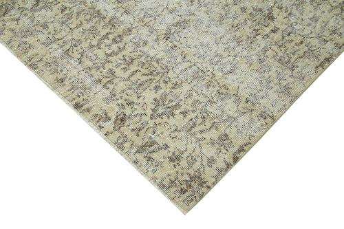 Vintage Beige Vintage Cotton Wool Handmade Area Rug 6'7'' x 9'4''