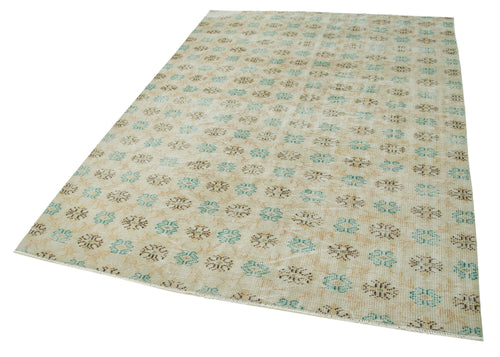 Vintage Beige Vintage Cotton Wool Handmade Area Rug 5'11'' x 8'6''