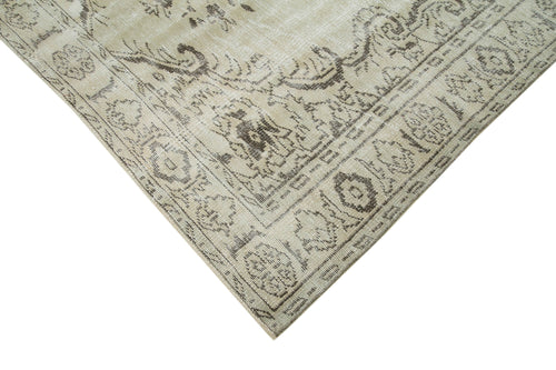 Vintage Beige Vintage Cotton Wool Handmade Area Rug 6'1'' x 9'7''