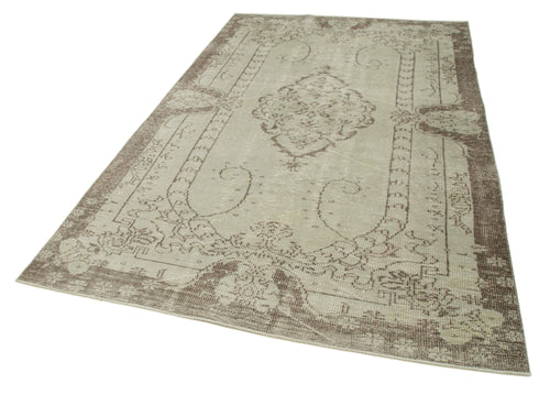 Vintage Beige Vintage Cotton Wool Handmade Area Rug 5'7'' x 9'1''