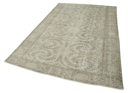 Vintage Beige Vintage Cotton Wool Handmade Area Rug 5'9'' x 8'11''