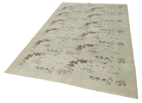 Vintage Beige Vintage Cotton Wool Handmade Area Rug 5'6'' x 8'7''