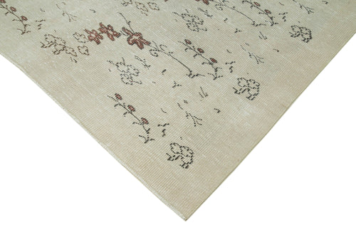 Vintage Beige Vintage Cotton Wool Handmade Area Rug 5'6'' x 8'7''