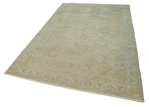 Vintage Beige Vintage Cotton Wool Handmade Area Rug 5'11'' x 9'5''