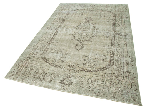 Vintage Beige Vintage Cotton Wool Handmade Area Rug 5'4'' x 8'6''