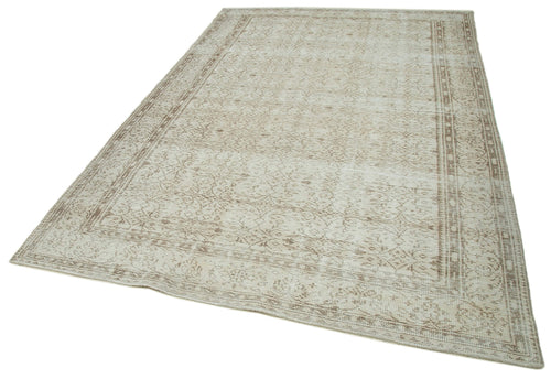 Vintage Beige Vintage Cotton Wool Handmade Area Rug 6'5'' x 9'9''