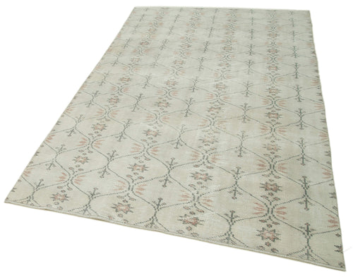 Vintage Beige Vintage Cotton Wool Handmade Area Rug 5'3'' x 8'6''