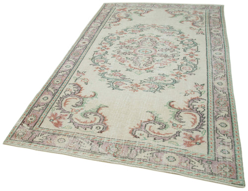 Vintage Beige Vintage Cotton Wool Handmade Area Rug 5'4'' x 8'10''