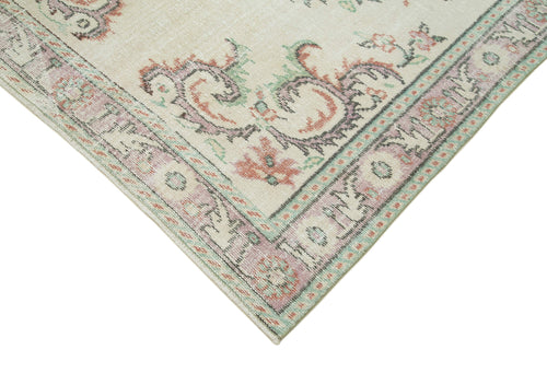 Vintage Beige Vintage Cotton Wool Handmade Area Rug 5'4'' x 8'10''