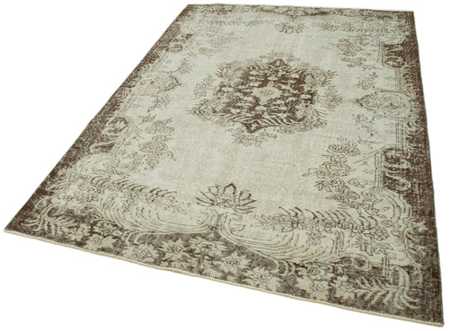 Vintage Beige Vintage Cotton Wool Handmade Area Rug 5'6'' x 8'0''