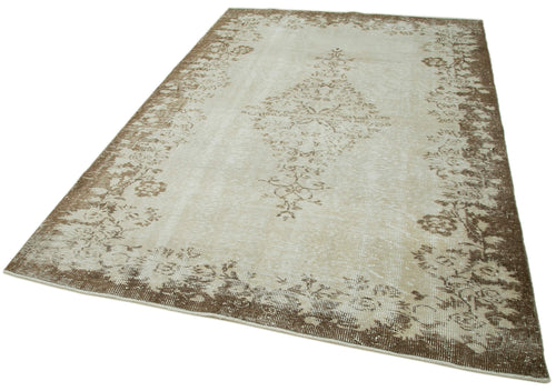 Vintage Beige Vintage Cotton Wool Handmade Area Rug 5'7'' x 8'7''