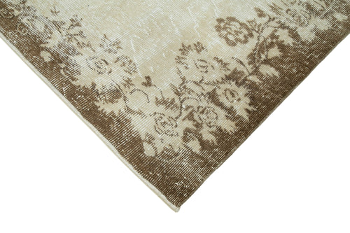 Vintage Beige Vintage Cotton Wool Handmade Area Rug 5'7'' x 8'7''