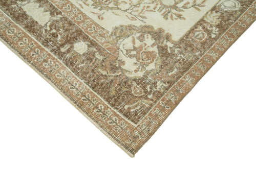 Vintage Beige Vintage Cotton Wool Handmade Area Rug 5'9'' x 9'1''