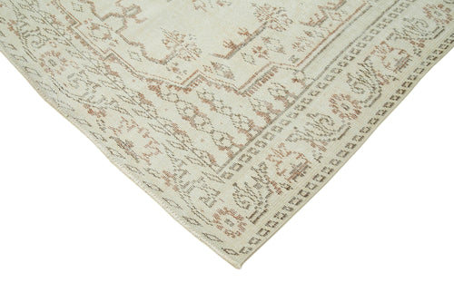 Vintage Beige Vintage Cotton Wool Handmade Area Rug 5'4'' x 8'9''