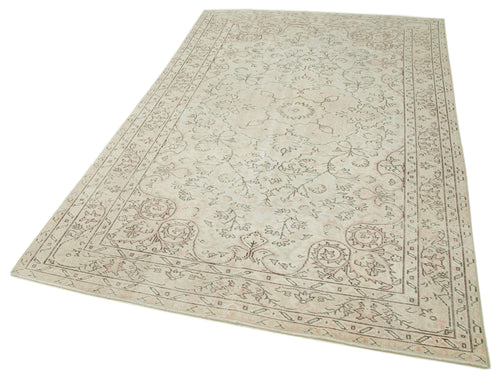 Vintage Beige Vintage Cotton Wool Handmade Area Rug 5'7'' x 8'8''