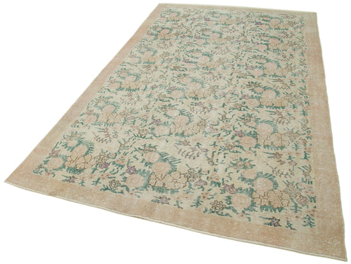 Vintage Beige Vintage Cotton Wool Handmade Area Rug 5'5'' x 8'11''