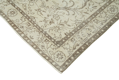 Vintage Beige Vintage Cotton Wool Handmade Area Rug 5'7'' x 9'3''