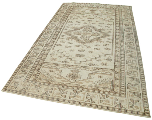 Vintage Beige Vintage Cotton Wool Handmade Area Rug 5'3'' x 8'11''