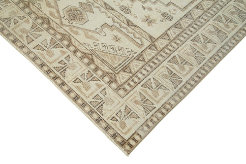 Vintage Beige Vintage Cotton Wool Handmade Area Rug 5'3'' x 8'11''