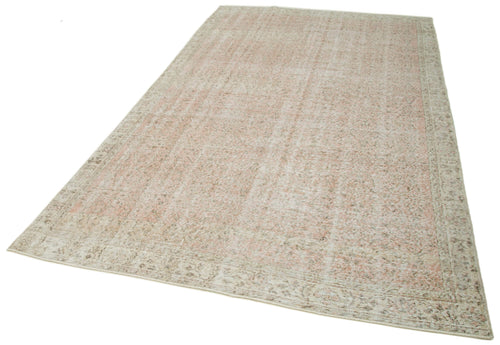 Handmade Area Rug - Vintage Cotton Wool Blend Beige Boho Style Carpet 6'4"x10'6"