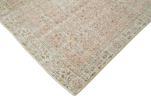 Handmade Area Rug - Vintage Cotton Wool Blend Beige Boho Style Carpet 6'4"x10'6"