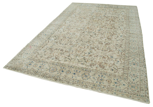 Vintage Beige Vintage Cotton Wool Handmade Area Rug 6'8'' x 10'8''