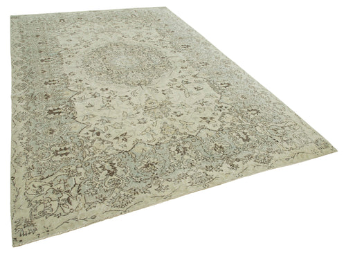 Vintage Beige Vintage Cotton Wool Handmade Area Rug 6'9'' x 10'5''