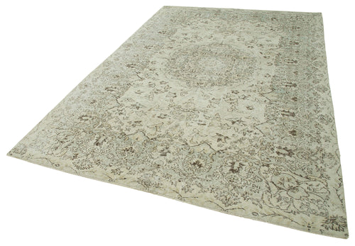 Vintage Beige Vintage Cotton Wool Handmade Area Rug 6'9'' x 10'5''