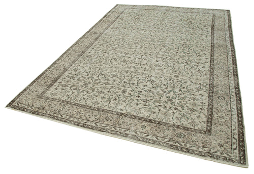 Handmade Area Rug – Vintage Cotton Wool Turkish Hand Knotted Beige Carpet 6'11''x10'1''