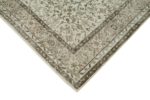 Handmade Area Rug – Vintage Cotton Wool Turkish Hand Knotted Beige Carpet 6'11''x10'1''