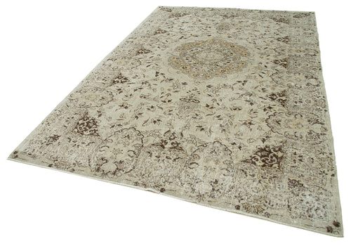 Vintage Beige Vintage Cotton Wool Handmade Area Rug 6'9'' x 10'7''