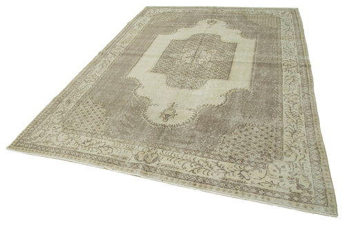 Vintage Beige Vintage Cotton Wool Handmade Area Rug 6'11'' x 10'2''