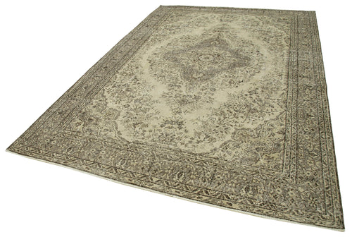 Vintage Beige Vintage Cotton Wool Handmade Area Rug 6'11'' x 10'3''