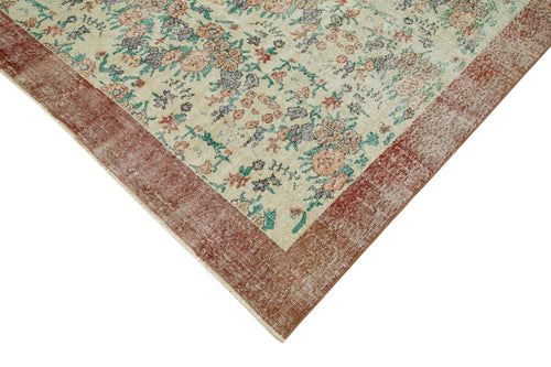 Vintage Beige Vintage Cotton Wool Handmade Area Rug 6'8'' x 10'6''