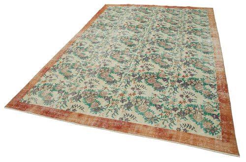 Vintage Beige Vintage Cotton Wool Handmade Area Rug 6'11'' x 10'4''