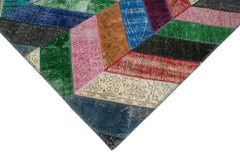 Kirk Yama Blue Patchwork Cotton Wool Handmade Area Rug 5'7'' x 8'1''