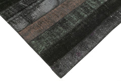 Kirk Yama Black Patchwork Cotton Wool Handmade Area Rug 5'7'' x 8'0''