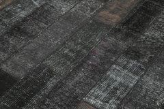 Kirk Yama Black Patchwork Cotton Wool Handmade Area Rug 5'7'' x 8'0''