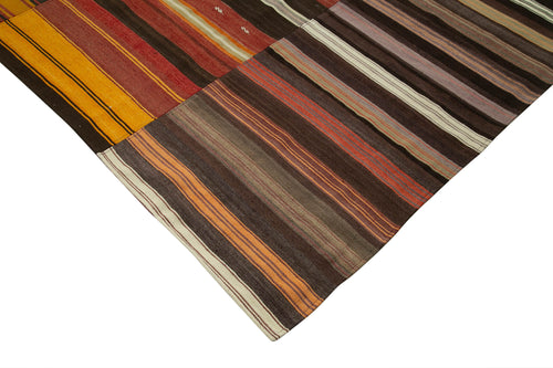 Kirk Yama Brown Patchwork Cotton Wool Handmade Area Rug 10'3'' x 13'5''