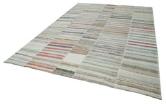 Kirk Yama Beige Patchwork Cotton Wool Handmade Area Rug 9'4'' x 13'5''