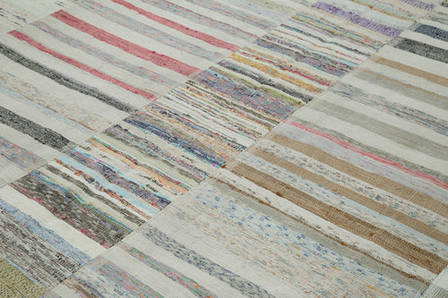 Kirk Yama Beige Patchwork Cotton Wool Handmade Area Rug 9'4'' x 13'5''