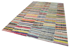 Kirk Yama Grey Patchwork Cotton Wool Handmade Area Rug 6'7'' x 10'2''