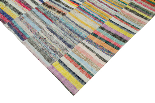 Kirk Yama Grey Patchwork Cotton Wool Handmade Area Rug 6'7'' x 10'2''