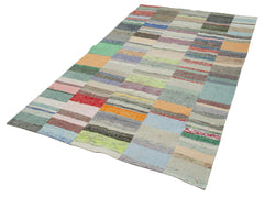 Kirk Yama Grey Patchwork Cotton Wool Handmade Area Rug 5'2'' x 8'6''